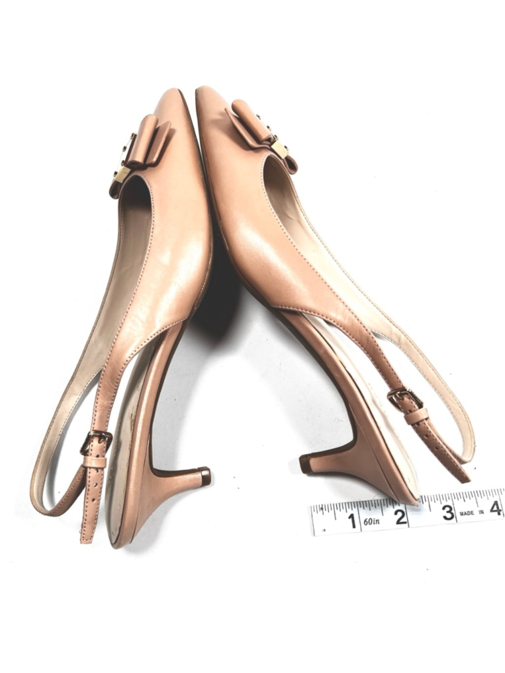 Cole Haan Womans Heels Beige Leather Slingback Kitten Heel Pumps Size 8B - Picture 6 of 8